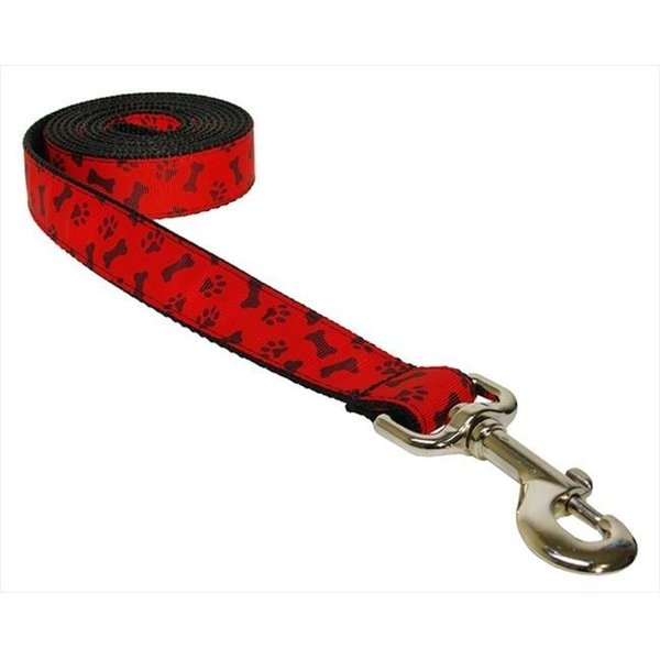 Sassy Dog Wear Sassy Dog Wear PAWS-BONES-POPPY2-L 4 ft. Paws & Bones-Poppy Dog Leash; Red - Small PAWS-BONES/POPPY2-L